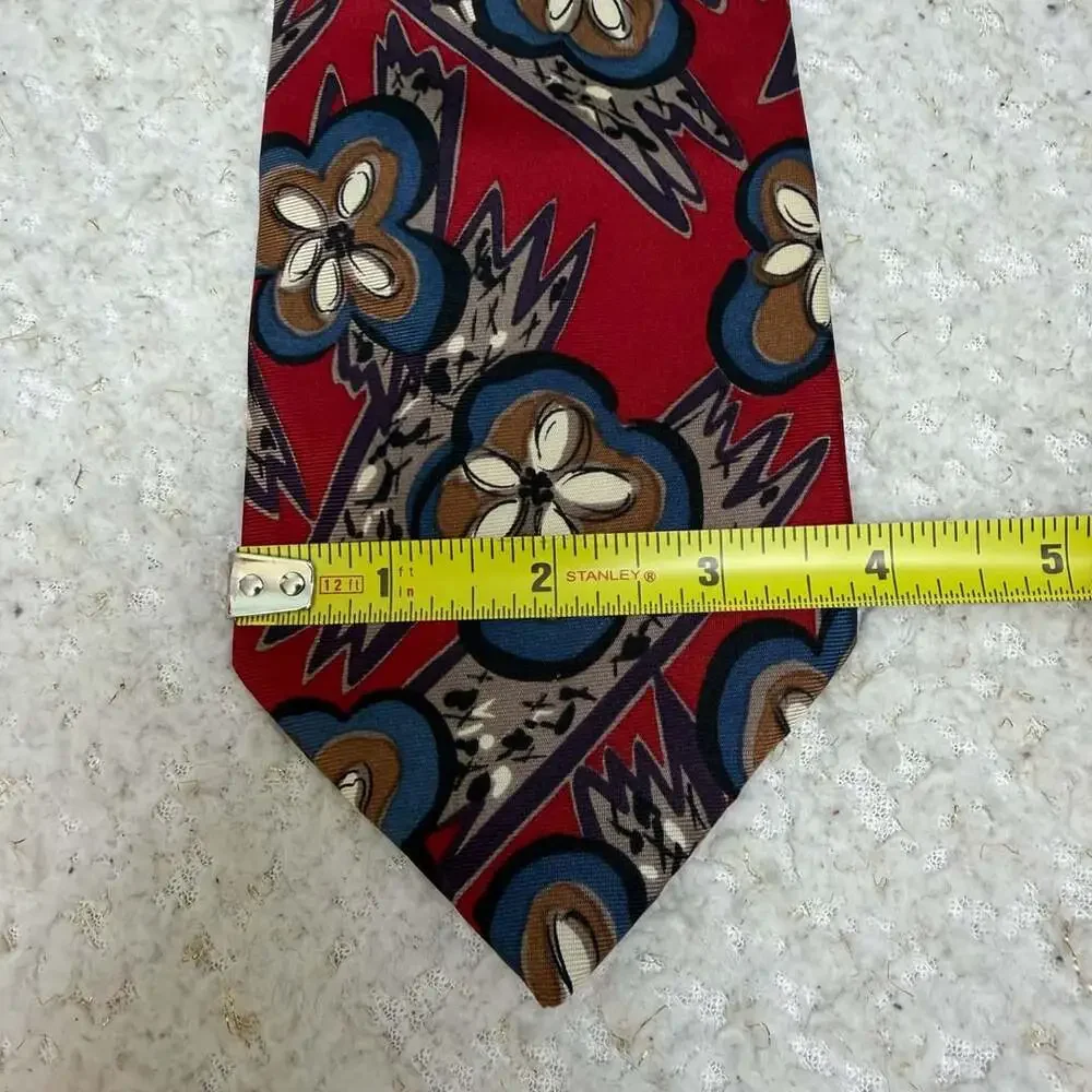 Pierre Balmain Silk Necktie Floral Red Blue
